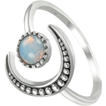 Kreativer, verstellbarer Ring mit Mond- und Sonnenöffnung für Damen, schicker Mondsteinring, Schmuck, Handdekor