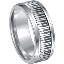Stainless Steel Piano Key Ring with Rotatable Design Practical Number 10 Finger Ring for Men and Teens for Birthday and Engagement