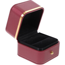 Aufbewahrungsbox für Ringe aus PU-Leder mit abgerundeter, rotgoldener Kante für Brautparty und Verlobung