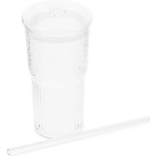 Cooler Trinkbecher aus Glas mit Deckel und Strohhalm, 570 ml großes Fassungsvermögen, modisches und einzigartiges Design