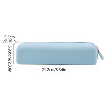 Fashionable Silicone Pencil Bag Zippered Makeup Tool-Blue