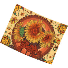 Mandala-Sonnenblumen-Wandteppich aus Polyester im Bohème-Stil, vielseitig einsetzbar, zum Aufhängen.