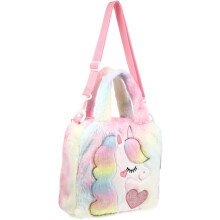 Plüsch-Umhängetasche mit Einhornmotiv für Kinder, bunte Cartoon-Schultertasche