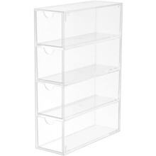 Akrylový držiak na slnečné okuliare, 4-vrstvový úložný box na okuliare, prachotesný organizér 17,5 x 6,4 x 24,6 cm
