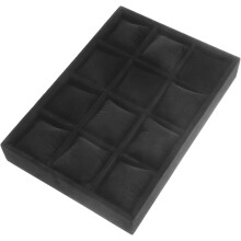 Uhren- und Armband-Organizer-Tablett mit 12 Fächern und kleinen Samtkissen, schwarzer Samt-Schmuckhalter