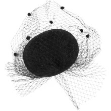 Black Veil Hat Women Funeral Veil Hair Clip Woolen Small Fascinator Mesh Face Cover Ceremony Headwear Accessory