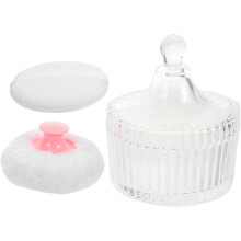 Conjunto portátil de puff de pó de veludo rosa para rosto e corpo, aplicador de pó solto seco e úmido de uso duplo