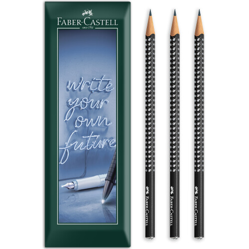 Faber-Castell (Black) Faber-Castell Sparkle Triangular Graphite Pencil B Grade Pack of 3