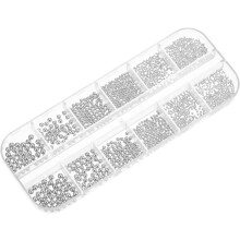 1 Schachtel silberfarbene Metall-Nagelkunst-Dekorationen, DIY-Maniküre-Zubehör, schicke Zinklegierungsornamente