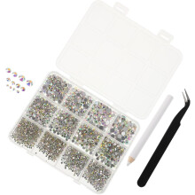 Acryl-Nagelschmuck mit Strasssteinen für Bastelarbeiten, flaches Design, farbenfrohe Nagelkunst, Glitzer, vielseitig einsetzbar zu Hause