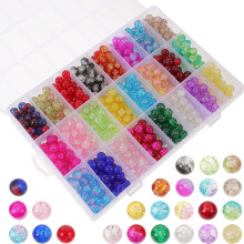 1200pcs Glass Beads for Jewelry Making 8mm Small Glass Spacer Beads Bulk Set