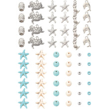 Ocean-Themed DIY Jewelry Making Kit with Turquoise Beads Sea Turtle Charms Spacer Beads