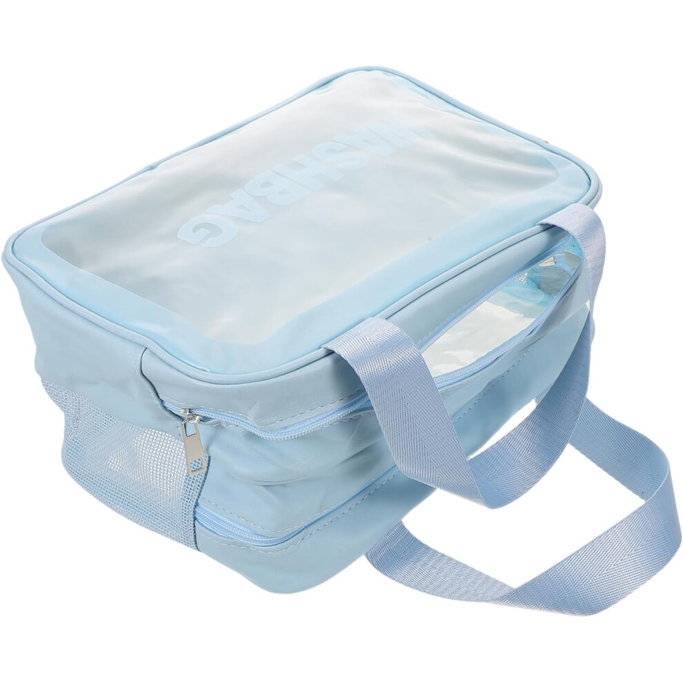 Hkhbjs Double Layer Travel Makeup Bag Pvc Toiletry Bag For Shampoo Skincare Dry Wet Separation Function For Women Traveling