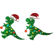 Weihnachtsbaum-Ohrringe im Dinosaurier-Design, baumelnd, aus leichtem Material