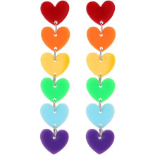Bunte Herzquasten-Ohrhänger für Damen, Regenbogen-Ohrringe aus Kunstharz, 1 Paar trendiger Ohrschmuck, geeignet für den Alltag