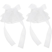 Spitzenmanschetten mit floralen Schleifen aus Chiffon, elastisch, passend für fingerlose Handschuhe, ideal für Hochzeitsfeiern und Maskenbälle