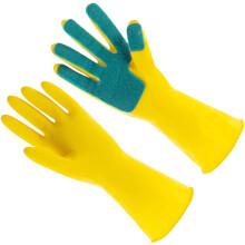 1 Paar Latex-Spülhandschuhe, Scheuerschwamm, ölbeständige Reinigungshandschuhe
