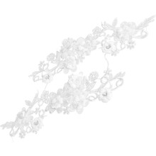 DIY White Flower Lace Ribbon Pair Beaded Edge for Wedding Ribbon Band Craft Supplies Embellishment