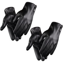 Guantes de cuero para montar a caballo en invierno, resistentes al viento, para uso al aire libre, con forro grueso para clima frío.