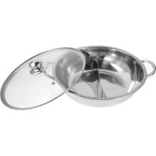 Edelstahl-Hotpot-Topf, praktischer und robuster Topf mit Trennfach für zwei Geschmacksrichtungen