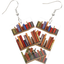 Klassische Acryl-Ohrhänger in Tropfenform, Bücherregal-Design für Damen, leichtes Design, einzigartiges Schmuckstück für Lehrerinnen