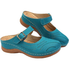 Vintage Keilsandalen für Damen – bequeme, lässige Pantoletten mit Blockabsatz und Fußgewölbeunterstützung
