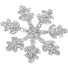 Glitzernder Strass-Schneeflocken-Aufnäher zum Aufbügeln, 9,5 cm, silberne Kristallapplikation zur Kleiderdekoration