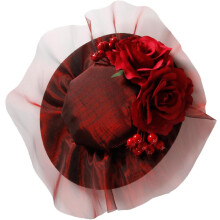 Mini-Zylinder für Damen mit roter Rosenverzierung, Gothic-Brauthut für Feste und Maskenbälle
