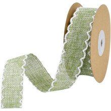 Grüne Leinenbandrolle (10 Yards) mit gewelltem Randmuster