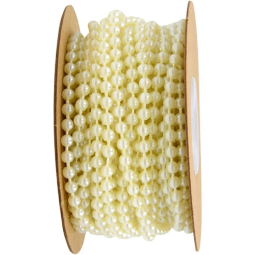 4mm Beige Cotton Thread Plastic Beads String 10m Roll DIY Beads Chain Garland