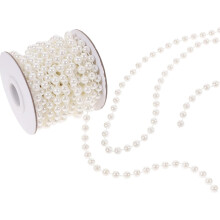 5 m lange, 6 mm große, weiße künstliche Perlenkette zum Selbermachen von Schmuck, Perlenkette