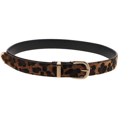 Leopardmönstrat konstläderbälte med spänne, brett midjeband