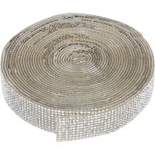 5 Yards Strassband, dekoratives Band, silbernes Strassmaterial, kann auf die gewünschte Länge zugeschnitten werden, elegantes Aussehen