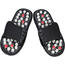 Fußmassage-Sandalen mit Akupunktur-Rollen, Unisex, schwarz-weiß, Perlen, Größe 40-41