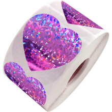 Holografische lila Herzaufkleber, 3,8 cm Rolle – Selbstklebende Backetiketten, Scrapbooking-Herzen