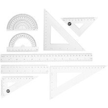 8-teiliges Geometrie-Lineal-Set (15 cm, 30 cm) inklusive Winkelmesser, Dreieck und Lineal