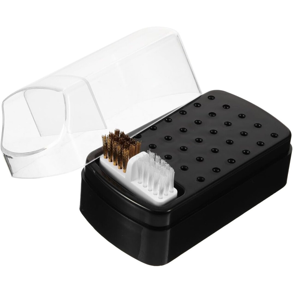Hkhbjs Nail Drill Bit Storage Box With 30 Holes Portable Multi-Hole Nail Bits Organizer Plastic Case With Cleaning Brush For Manicure
