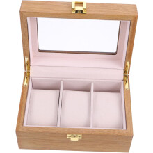 Luxe houten horlogeopbergdoos met vakjes, uitneembare binnenvoering en gespsluiting. Elegante horloge-organizer.