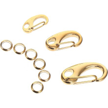 Karabinerverschluss-Hundemarkenclips aus Edelstahl, 3-teilig, goldfarben, mit 6 Ringen für Hundehalsbänder und Schlüsselanhänger