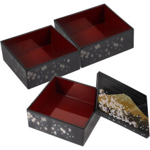 Sushi-Bento-Box im japanischen Stil mit Fuji-Motiv, 3-lagiger, wiederverwendbarer Lunchbehälter aus Kunststoff
