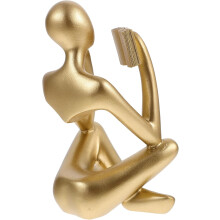 Tischfigur eines lesenden Mannes aus Kunstharz, handgefertigt, goldene Harzskulptur, minimalistisch