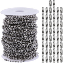 304 Edelstahl-Kugelkette mit Perlen, DIY-Bastelverlängerung mit 50 Schnallen