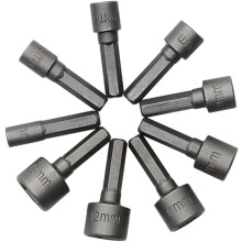 9-teiliges Set mit Sechskant-Schraubenschlüsseladaptern, metrischen Steckschlüsseln und Schlagschraubern für Bohrmaschinen und Steckschlüssel