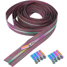 11pcs Rainbow Nylon Coil Zippers Cloth with 10 Zipper Pull Tabs for Sewing Crafts Travel Luggage Bags