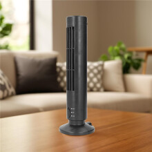 Ventilador de torre de escritorio sin aspas, 2 velocidades ajustables, portátil, silencioso, refrigeración, color negro.