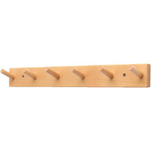 Wandhakenleiste aus Holz mit 6 Haken, Massivholz, schlichte Konstruktion, elegante Aufbewahrung, Hängende Wanddekoration für Zuhause