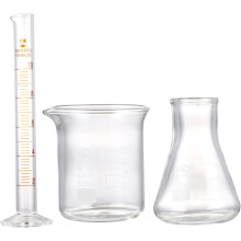 3-teiliges Messzylinder- und Messkolben-Set aus Glas, Labormessgerät