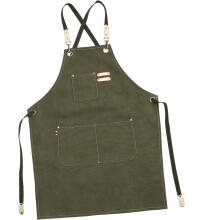 Unisex-Arbeitsschürze aus Canvas, militärgrün, Denim, für Erwachsene, mit gekreuzten Trägern am Rücken