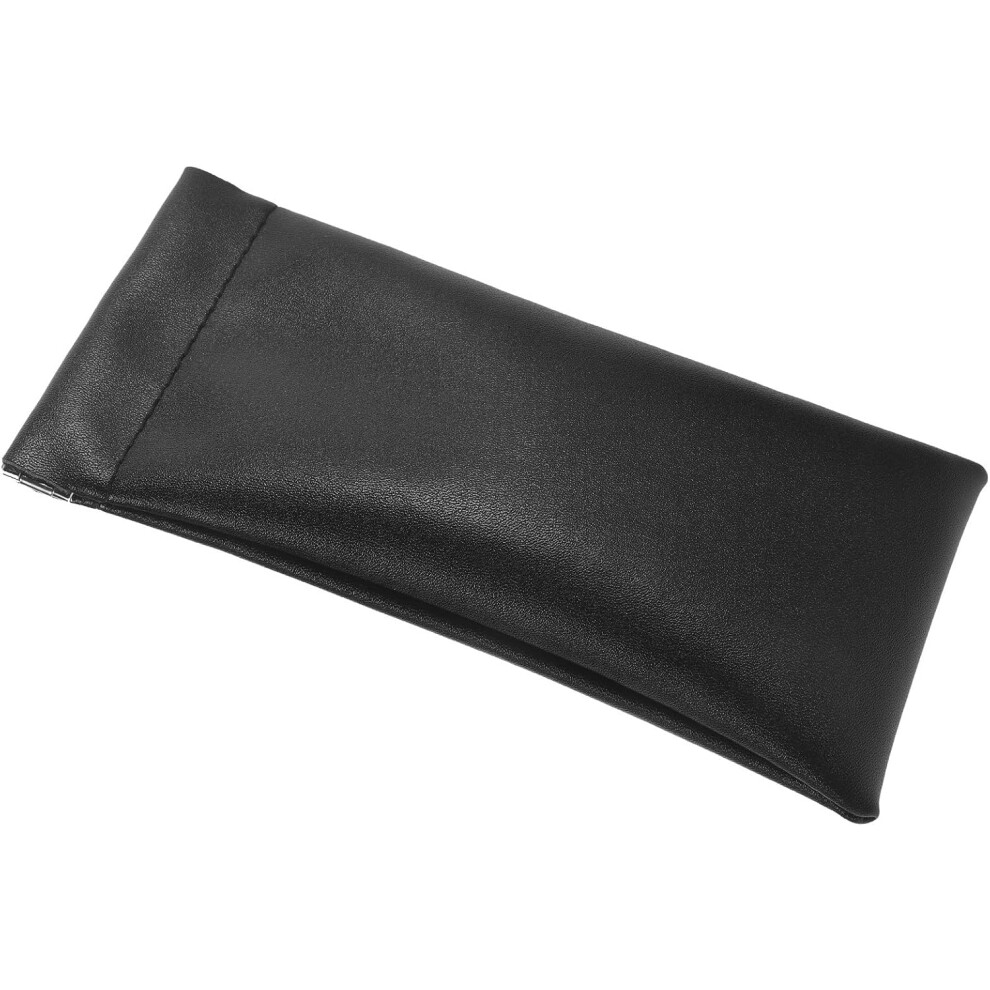 Hkhbjs Portable Black Leather Glasses Pouch With Auto Closure, Soft Eyeglasses Case