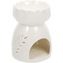 Quemador de aromaterapia de cerámica con diseño de hoja blanca. Estufa para velas de té.